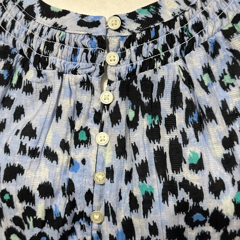 Loft Multicolor Leopard Print Ruffled Smocked Lin… - image 2